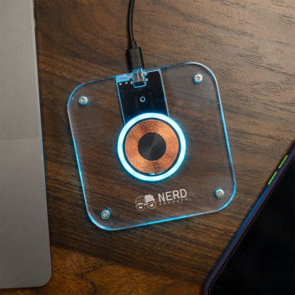 Custom Lofi Acrylic Wireless Charger - In Use 