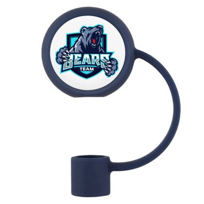 Custom Circle Straw Topper - Blue Custom Circle Straw Topper - Blue