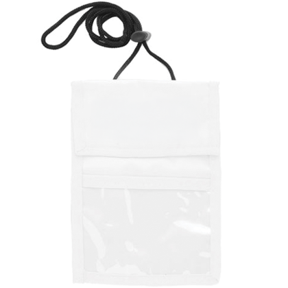 Custom Two Pocket Flap Neck Wallet - White Custom Two Pocket Flap Neck Wallet - White