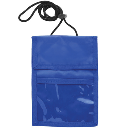 Custom Two Pocket Flap Neck Wallet - Royal Blue Custom Two Pocket Flap Neck Wallet - Royal Blue