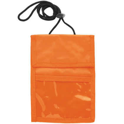 Custom Two Pocket Flap Neck Wallet - Orange Custom Two Pocket Flap Neck Wallet - Orange