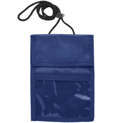 Custom Two Pocket Flap Neck Wallet - Navy Custom Two Pocket Flap Neck Wallet - Navy