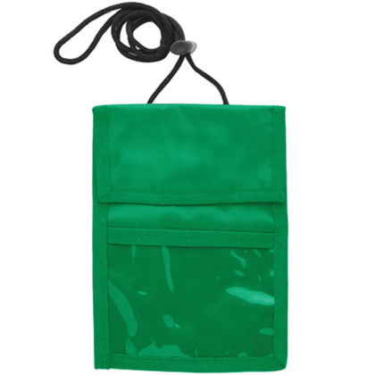 Custom Two Pocket Flap Neck Wallet - Green Custom Two Pocket Flap Neck Wallet - Green