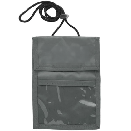 Custom Two Pocket Flap Neck Wallet - Dark Grey Custom Two Pocket Flap Neck Wallet - Dark Grey