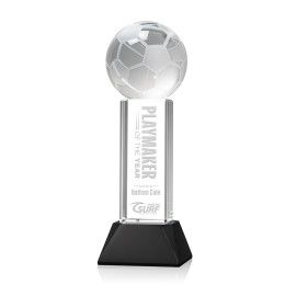 Custom Medium Soccer Ball Award on Stowe Black Base - Etched Custom Medium Soccer Ball Award on Stowe Black Base - Etched