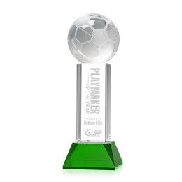 Custom Medium Soccer Ball Award on Stowe Green Base - Etched Custom Medium Soccer Ball Award on Stowe Green Base - Etched