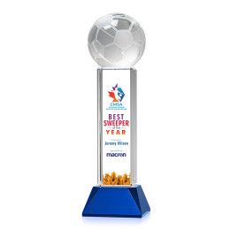 Custom Large Soccer Ball Full Color Award on Stowe Blue Base Custom Large Soccer Ball Full Color Award on Stowe Blue Base