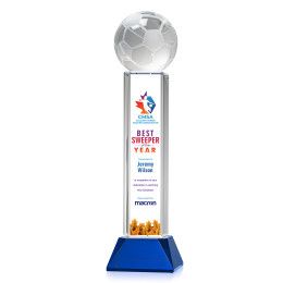 Custom X-Large Soccer Ball Full Color Award on Stowe Blue Base