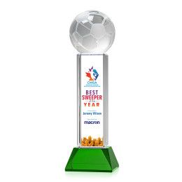 Custom Large Soccer Ball Full Color Award on Stowe Green Base Custom Large Soccer Ball Full Color Award on Stowe Green Base