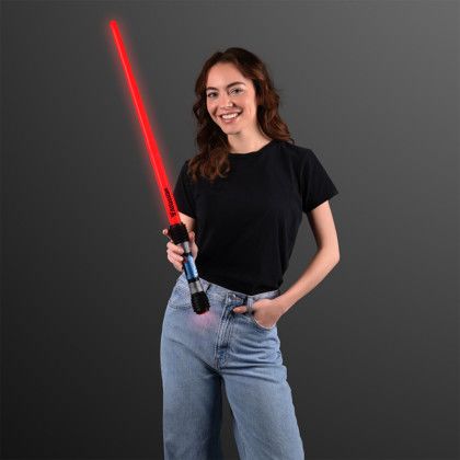 Custom Expandable Red Saber Light Up Swords - Lifestyle View Custom Expandable Red Saber Light Up Swords - Lifestyle View