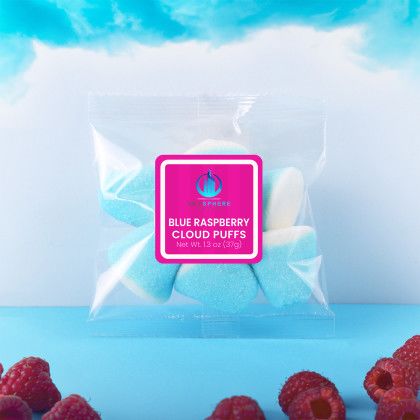 Custom Blue Raspberry Cloud Puffs: Taster Packet - Lifestyle Custom Blue Raspberry Cloud Puffs: Taster Packet - Lifestyle