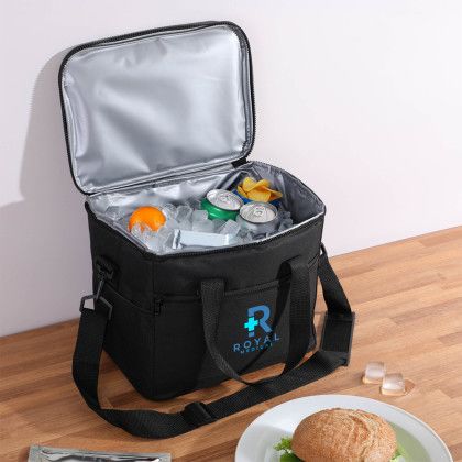 Custom rPET Insulated Cooler Bag: 12 Can - Lifestyle View Custom rPET Insulated Cooler Bag: 12 Can - Lifestyle View