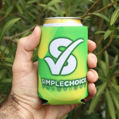 Custom Full Color Neogreen Recycled Can Cooler - Lifestyle View