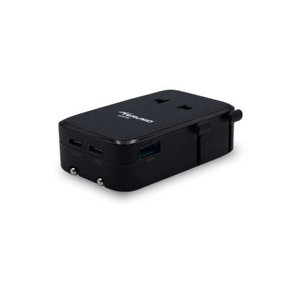 Custom Respite Ultra Slim 25W International Travel Adapter - Black Bottom View Custom Respite Ultra Slim 25W International Travel Adapter - Black Bottom View