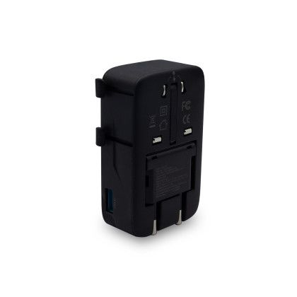Custom Respite Ultra Slim 25W International Travel Adapter - Black Back View Custom Respite Ultra Slim 25W International Travel Adapter - Black Back View