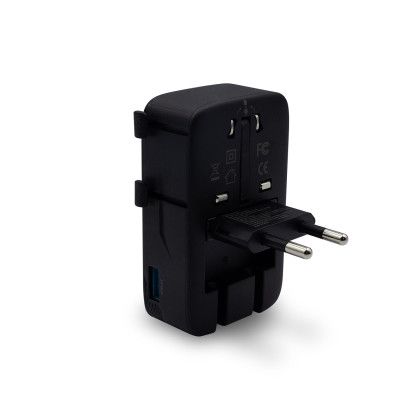 Custom Respite Ultra Slim 25W International Travel Adapter - Black USB View Custom Respite Ultra Slim 25W International Travel Adapter - Black USB View