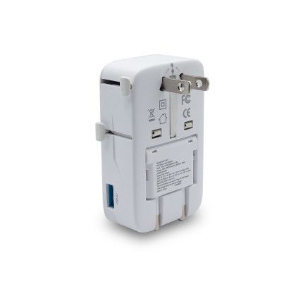 Custom Respite Ultra Slim 25W International Travel Adapter - White Back View Custom Respite Ultra Slim 25W International Travel Adapter - White Back View