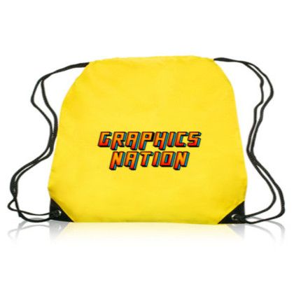 Custom Black Trim Drawstring Bags - Yellow Custom Black Trim Drawstring Bags - Yellow