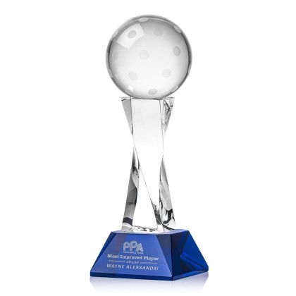 Custom Pickleball Award on Langport Blue Base - Blue