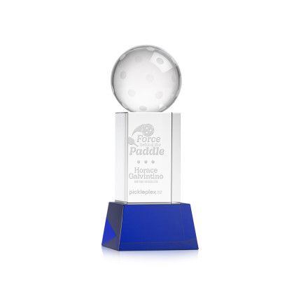 Custom Pickleball Award on Belcroft Blue Base Small - Etched - Blue