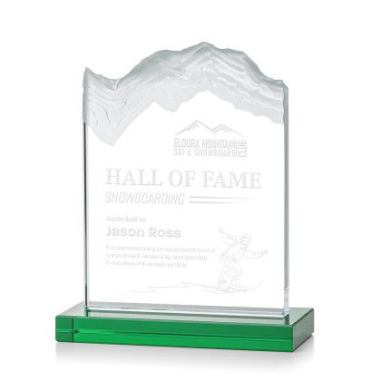 Custom Medium Green Kilimanjaro Award with Standard Base - Etched Custom Medium Green Kilimanjaro Award with Standard Base - Etched