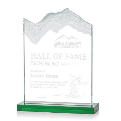 Custom Large Green Kilimanjaro Award with Standard Base - Etched Custom Large Green Kilimanjaro Award with Standard Base - Etched