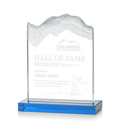 Custom Medium Kilimanjaro Award Sky Blue with Standard Base - Etched