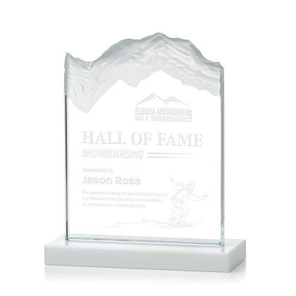 Custom Medium Kilimanjaro Award White with Standard Base - Etched