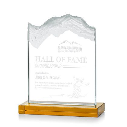 Custom Medium Kilimanjaro Award Amber with Standard Base - Etched