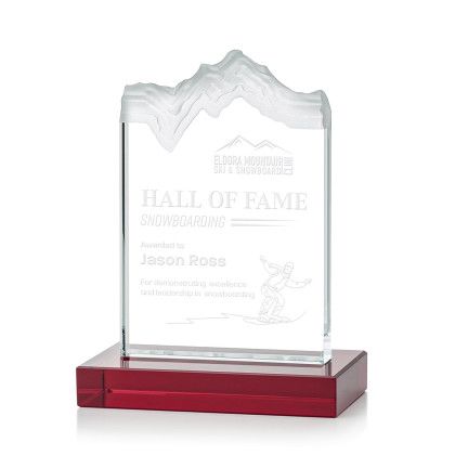 Custom Small Kilimanjaro Award Red with Standard Base - Etched Custom Small Kilimanjaro Award Red with Standard Base - Etched