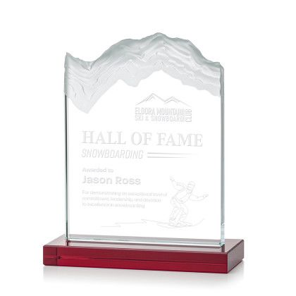 Custom Medium Kilimanjaro Award Red with Standard Base - Etched