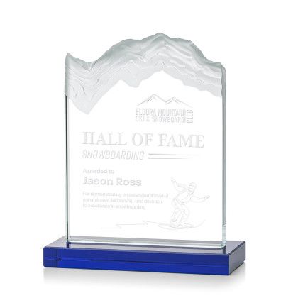Custom Medium Kilimanjaro Award Blue with Standard Base - Etched Custom Medium Kilimanjaro Award Blue with Standard Base - Etched