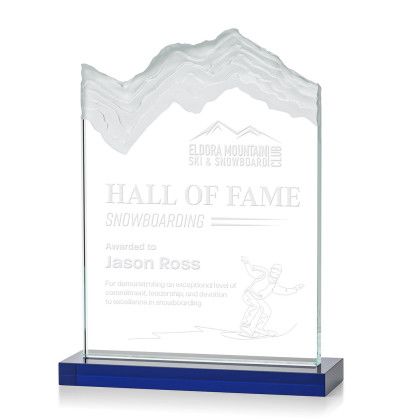 Custom Large Kilimanjaro Award Blue with Standard Base - Etched Custom Large Kilimanjaro Award Blue with Standard Base - Etched