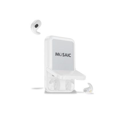 Custom Arcadia, 7700 mAh Wireless Power Bank with TWS Earphones - White Custom Arcadia, 7700 mAh Wireless Power Bank with TWS Earphones - White