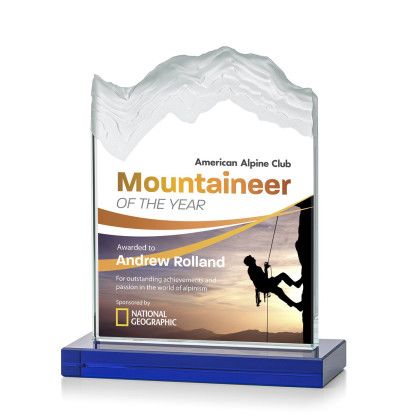 Custom Medium Kilimanjaro Full Color Award with Blue Standard Base Custom Medium Kilimanjaro Full Color Award with Blue Standard Base
