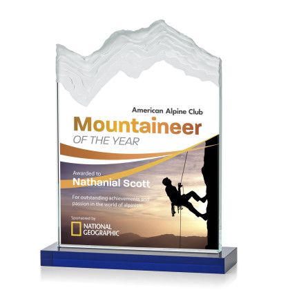 Custom Large Kilimanjaro Full Color Award with Blue Standard Base Custom Large Kilimanjaro Full Color Award with Blue Standard Base
