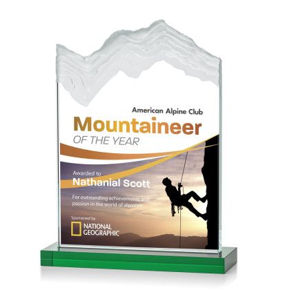 Custom Large Kilimanjaro Full Color Award with Green Standard Base Custom Large Kilimanjaro Full Color Award with Green Standard Base