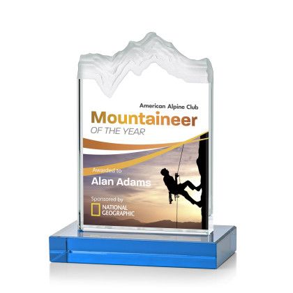 Custom Small Kilimanjaro Full Color Award with Sky Blue Standard Base Custom Small Kilimanjaro Full Color Award with Sky Blue Standard Base