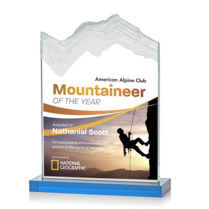 Custom Large Kilimanjaro Full Color Award with Sky Blue Standard Base Custom Large Kilimanjaro Full Color Award with Sky Blue Standard Base