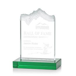 Custom Small Green Kilimanjaro Award with Standard Base - Etched Custom Small Green Kilimanjaro Award with Standard Base - Etched