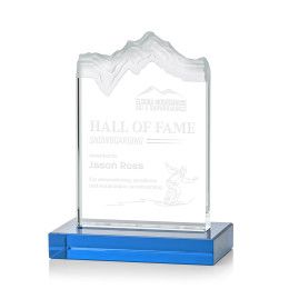 Custom Small Kilimanjaro Award Sky Blue with Standard Base - Etched Custom Small Kilimanjaro Award Sky Blue with Standard Base - Etched