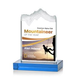 Custom Small Kilimanjaro Full Color Award with Sky Blue Standard Base Custom Small Kilimanjaro Full Color Award with Sky Blue Standard Base