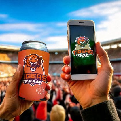 Custom Full Color NFC EcoConnect Can Cooler - Lifestyle View