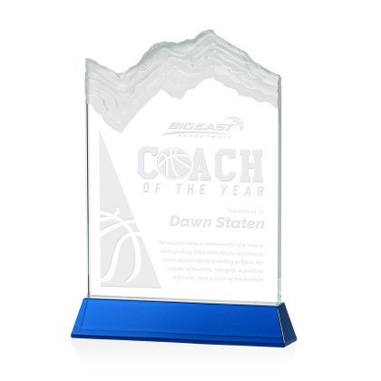 Custom Large Kilimanjaro Award on Blue Newhaven Base - Etched Custom Large Kilimanjaro Award on Blue Newhaven Base - Etched