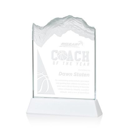Custom Kilimanjaro Award on White Newhaven Base Medium - Etched