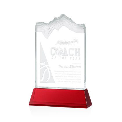 Custom Kilimanjaro Award on Red Newhaven Base Small - Etched