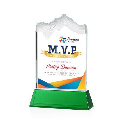 Custom Kilimanjaro Full Color Award on Green Newhaven Base Small Custom Kilimanjaro Full Color Award on Green Newhaven Base Small