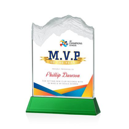 Custom Kilimanjaro Full Color Award on Green Newhaven Base Medium Custom Kilimanjaro Full Color Award on Green Newhaven Base Medium