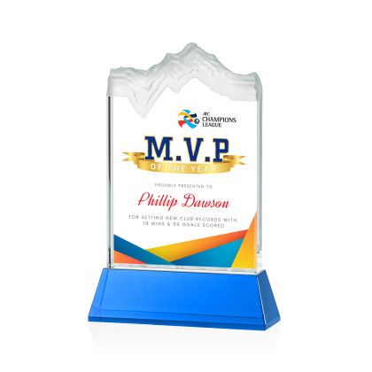 Custom Kilimanjaro Full Color Award on Sky Blue Newhaven Base Small Custom Kilimanjaro Full Color Award on Sky Blue Newhaven Base Small