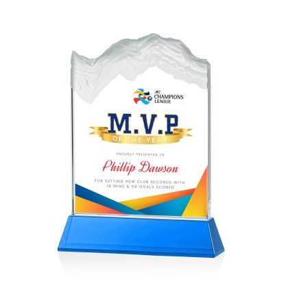 Custom Kilimanjaro Full Color Award on Sky Blue Newhaven Base Medium Custom Kilimanjaro Full Color Award on Sky Blue Newhaven Base Medium